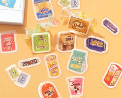 Cute Kawaii BGM Flake Stickers Sack - Snacks Chips Popcorn Biscuits Fun Food - for Journal Agenda Planner Diary Scrapbooking Craft Gift