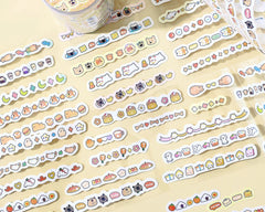 Cute Kawaii BGM Roll of Sticker Strips - C Coffee Latte Drink Cafe Cat Animal Tulip Rabbit Easter - for Scrapbooking Journal Planner Craft Project Gift Diary Schedule Organizer Calendar Notebook