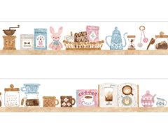 Cute Kawaii Papier Platz Nakauchiwaka Washi / Masking Deco Tape - Cozy Home Series - Bunny Rabbit Coffee Drink Warm - for Journal Planner Diary Scrapbook Craft Gift