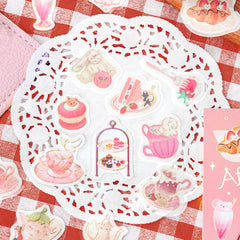 Cute Kawaii BGM Flake Stickers Sack - Afternoon Tea Series - Pink Strawberry Sweets - for Journal Agenda Planner Scrapbooking Craft Diary Gift