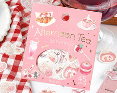 Cute Kawaii BGM Flake Stickers Sack - Afternoon Tea Series - Pink Strawberry Sweets - for Journal Agenda Planner Scrapbooking Craft Diary Gift