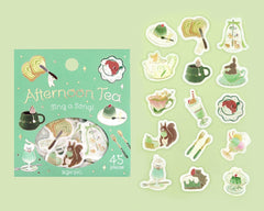 Cute Kawaii BGM Flake Stickers Sack - Afternoon Tea Series - Green Sweets - for Journal Agenda Planner Scrapbooking Craft Diary Gift