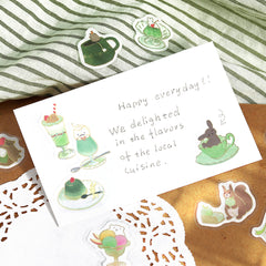 Cute Kawaii BGM Flake Stickers Sack - Afternoon Tea Series - Green Sweets - for Journal Agenda Planner Scrapbooking Craft Diary Gift