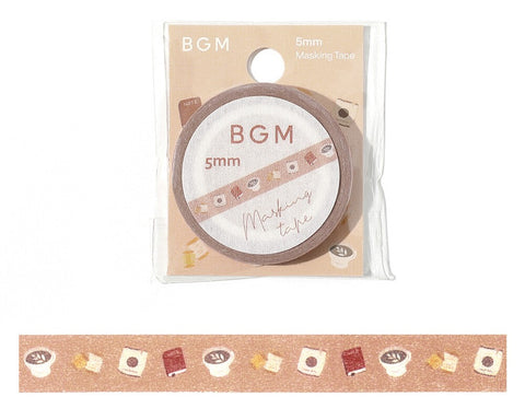 Cute Kawaii BGM Thin Washi / Masking Deco Tape - Book Coffee Latte Mocha Drink Cafe Reading Study Cozy Time Easy Relax Weekend - for Scrapbooking Journal Planner Craft Diary Notebook Gift