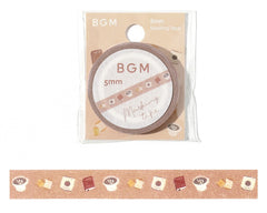 Cute Kawaii BGM Thin Washi / Masking Deco Tape - Book Coffee Latte Mocha Drink Cafe Reading Study Cozy Time Easy Relax Weekend - for Scrapbooking Journal Planner Craft Diary Notebook Gift