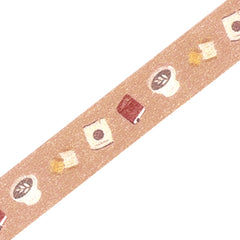 Cute Kawaii BGM Thin Washi / Masking Deco Tape - Book Coffee Latte Mocha Drink Cafe Reading Study Cozy Time Easy Relax Weekend - for Scrapbooking Journal Planner Craft Diary Notebook Gift