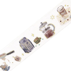 Cute Kawaii BGM Washi / Masking Deco Tape - Cozy Drink Coffee Cafe Cappuccino Mocha Latte Morning Relax Time - for Journal Agenda Planner Diary Craft Scrapbook Stationery Gift