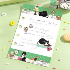 Cute Kawaii BGM Washi / Masking Deco Tape - Hungry Cat Kitty Food Gold Accent Pet Tabby Series E - for Journal Planner Craft Diary Schedule Notebook Scrapbook Stationery Gift