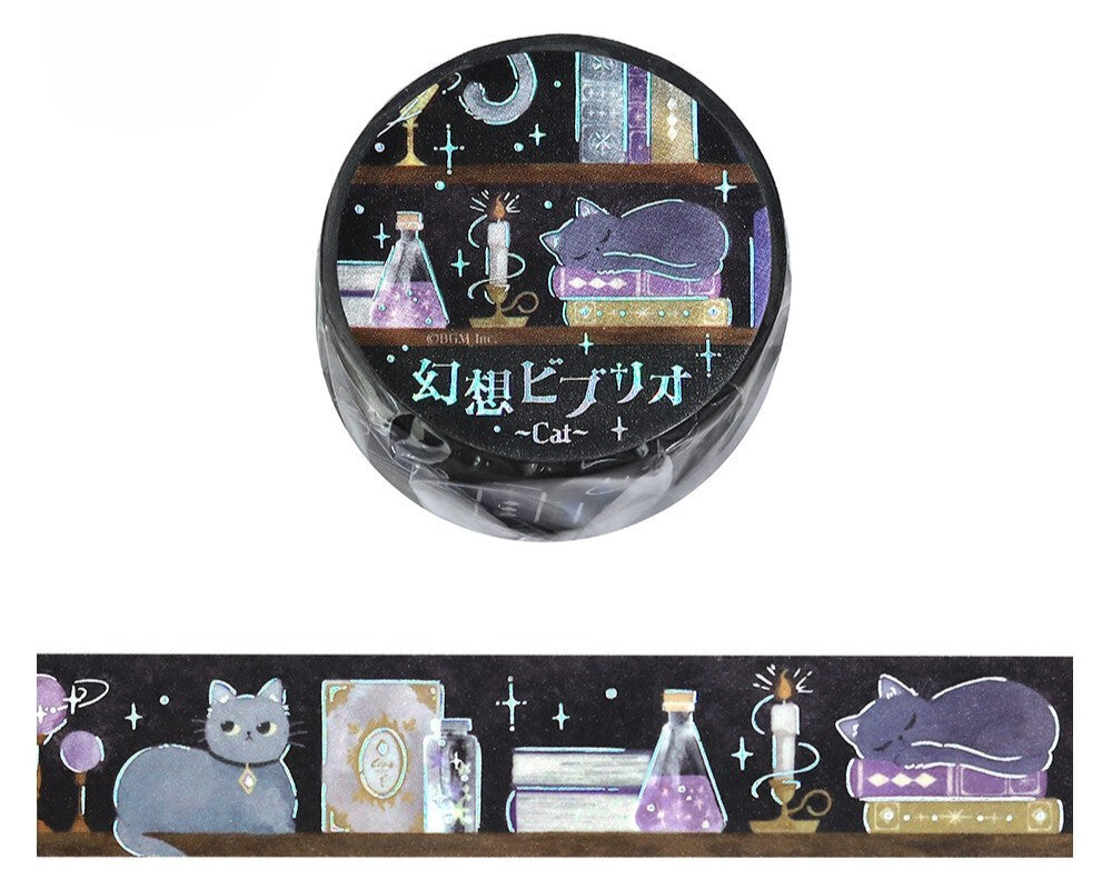 Cute Kawaii BGM Washi Deco Tape - Book Reading Nook Series A - Cat - for Journal Planner Craft Diary Schedule Notebook Gift