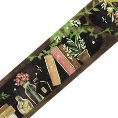 Cute Kawaii BGM Washi Deco Tape - Magical Book Reading Nook Series B - Botanical Green Nature - for Journal Planner Craft Diary Schedule Notebook Gift