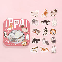 Cute Kawaii BGM Flake Stickers Sack - Cat Feline Kitty Kitten Pet Animal - for Diary Journal Agenda Planner Scrapbook Decor Craft