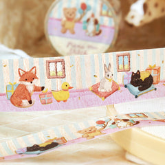 Cute Kawaii BGM Washi Deco Tape - Pieni Stitch Collection Series C -  Bear Fox Dog Cat Rabbit Sheep Animal Cozy Cottage Vintage Nursery Gold Accent - for Journal Planner Craft Diary Schedule Notebook Gift