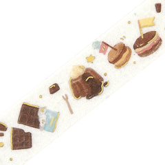 Cute Kawaii BGM Washi / Masking Deco Tape - Foil Stamping / Accents - Flavor of Chocolate Sweet Marshmallow Strawberry Cupcake Bear Bakery Cozy - for Diary Journal Planner Craft Stationery Agenda Schedule Gift