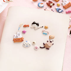 Cute Kawaii BGM Puffy Foam Sticker Sheet - Cat Tabby Pet Friend Kitty Kitten for Diary Journal Planner Craft Organizer Schedule Stationery Scrapbook