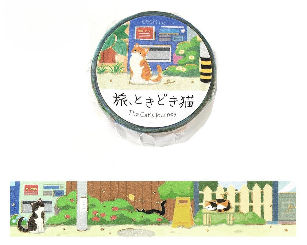 Cute Kawaii BGM Washi Deco Tape - Cat's Journey Series C - Neighborhood Afternoon in a Back Alley - for Journal Planner Craft Diary Schedule Notebook Gift