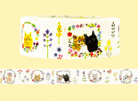 Cute Kawaii Shinzi Katoh Banana Paper Washi / Masking Deco Tape - Cat Kitten Feline Pet ♥ - for Scrapbooking Journal Planner Craft