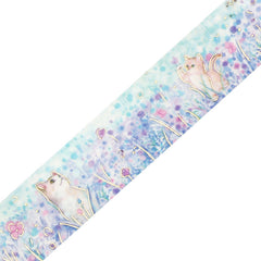 Cute Kawaii BGM Washi / Masking Deco Tape - Cat Kitten Feline Flower Garden C - for Scrapbooking Journal Planner Craft