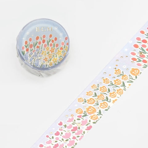 Cute Kawaii BGM Washi / Masking Deco Tape - Colorful Flower Garden Bloom Spring Tulip - for Scrapbooking Journal Planner Craft
