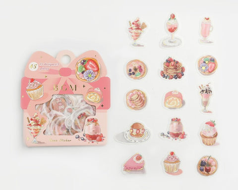 Cute Kawaii BGM Flake Stickers Sack - Strawberry Goodies and Sweets - for Journal Agenda Planner Scrapbooking Craft