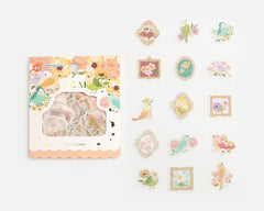 Cute Kawaii BGM Flowers Series Flake Stickers Sack - Flowers and Birds - for Journal Agenda Planner Scrapbooking Craft