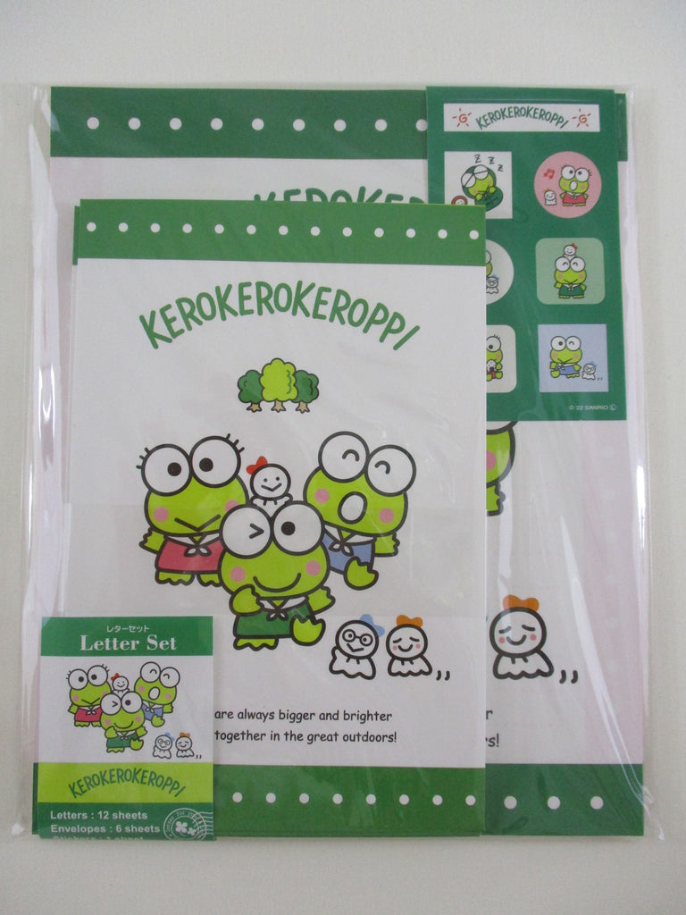 Cute Kawaii Sanrio Keroppi Frog Letter Set Pack - Stationery Writing Paper Envelope Penpal