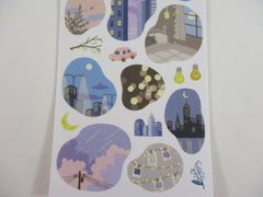 Cute Kawaii MW Scenic Scene Series Sticker Sheet - Night Blue Light Sky - for Journal Planner Craft Organizer Calendar