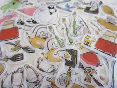 Cute Kawaii BGM Flake Stickers Sack - Mini Animals Series - Busy Kitchen Cooking Chef Mom Baker Breakfast Hungry Food - for Journal Agenda Planner Scrapbook Craft Diary Gift