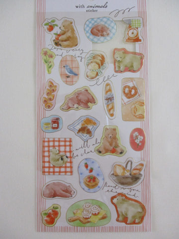 Cute Kawaii Mind Wave with Animals photo series - Bear Bread Picnic Strawberry Jam Nature Forest Autumn Harvest Sticker Sheet - for Journal Planner Craft Diary Gift Schedule Scrapbook Agenda Notebook