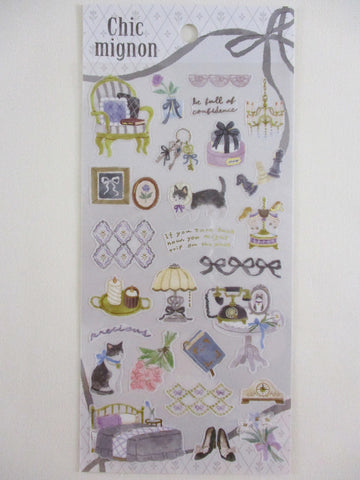 Cute Kawaii Mind Wave Chic Mignon Royal Regal Girly Princess series - Cat My Girl Beautiful Cozy Room Sticker Sheet - for Journal Planner Craft Diary Gift Schedule Scrapbook Agenda Notebook