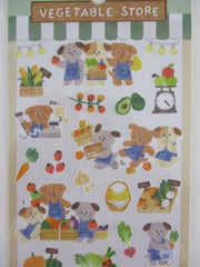 Cute Kawaii Mind Wave Wakuwaku series - Vegetable Store Farmers Market Dog Tomato Apple Banana Carrot Pumpkin Harvest Broccoli Strawberry Avocado Lemon Pepper Sticker Sheet - for Journal Planner Craft Diary Gift Schedule Scrapbook Agenda Notebook