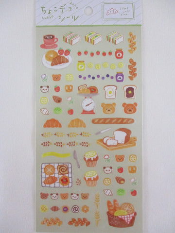 Cute Kawaii Mind Wave Feel Just Fine series - Bakery Bread Croissant Sandwich Toast Jam Strawberry Breakfast Food Hungry Sticker Sheet - for Journal Planner Craft Diary Gift Schedule Scrapbook Agenda Notebook
