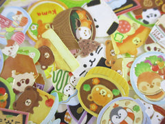Cute Kawaii Gaia 40 pc Animal Kitchen Bear Cat Penguin Bird Food theme Flake Sack Stickers - 40 pcs