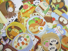 Cute Kawaii Gaia 40 pc Animal Kitchen Bear Cat Penguin Bird Food theme Flake Sack Stickers - 40 pcs