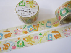 Cute Kawaii Papier Platz Nakauchiwaka Washi / Masking Deco Tape - Cozy Home Series - Kitty Cat in the Kitchen Bake Vegetable Cook Kitten Feline Pet - for Journal Planner Diary Scrapbook Craft Gift