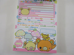 Cute Kawaii HTF Vintage Collectible Crux Bear Mushroom 4 x 6 Inch Notepad / Memo Pad - Stationery Designer Paper Collection