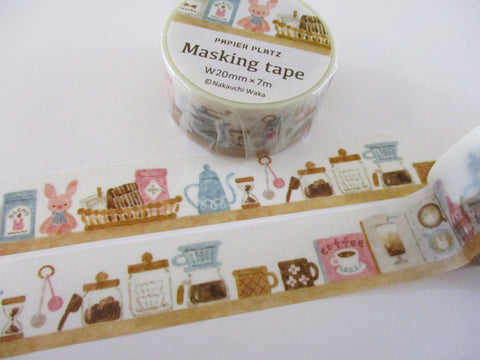 Cute Kawaii Papier Platz Nakauchiwaka Washi / Masking Deco Tape - Cozy Home Series - Bunny Rabbit Coffee Drink Warm - for Journal Planner Diary Scrapbook Craft Gift