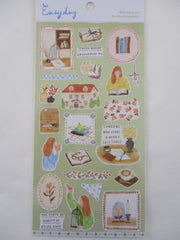 Cute Kawaii MW Easy Day Series - B - Cozy Calm Reading Books Warm Write Decor Sticker Sheet - for Diary Journal Planner Craft Organizer Schedule Decor Scrapbook Notebook Gift