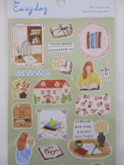 Cute Kawaii MW Easy Day Series - B - Cozy Calm Reading Books Warm Write Decor Sticker Sheet - for Diary Journal Planner Craft Organizer Schedule Decor Scrapbook Notebook Gift