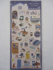 Cute Kawaii Mind Wave My Room series - Cozy Night Star Gazing Reading Books Dog Pet Home Apartment Studio Sticker Sheet - for Journal Planner Craft Diary Gift Schedule Scrapbook Agenda Notebook