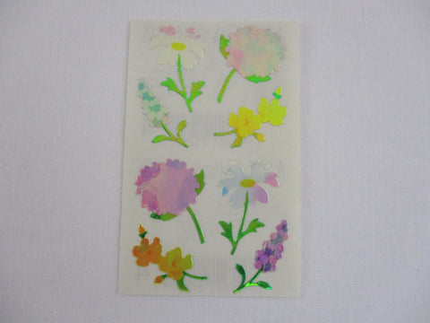 Mrs Grossman Flowers Pearly Sticker Sheet / Module - Vintage & Collectible - Stationery Journal Scrapbook Diary Notebook Planner Schedule Gift