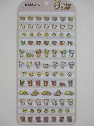 Cute Kawaii San-X Rilakkuma Bear Glittery Sticker Sheet 2023 - D Classic for Planner Journal Scrapbook Craft