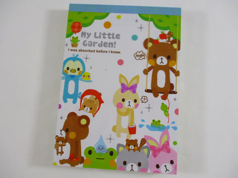 Cute Kawaii HTF Vintage Collectible Q-lia Bear friends My Little Garden 4 x 6 Inch Notepad / Memo Pad - Stationery Designer Paper Collection