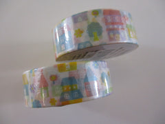 Cute Kawaii World Craft Washi / Masking Deco Tape - Town Row of Houses Home Village Neighborhood City - for Diary Journal Notebook Penpal Planner Schedule Scrapbook