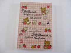 Rare ❤︎ Vintage *ੈ✩‧₊˚ Collectible ✿ Gift - Cute Kawaii San-X Rilakkuma Bear La Fraise Strawberry A 4 x 6 Inch Notepad / Memo Pad - Stationery Designer Paper Collection 2014