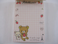 Rare ❤︎ Vintage *ੈ✩‧₊˚ Collectible ✿ Gift - Cute Kawaii San-X Rilakkuma Bear La Fraise Strawberry A 4 x 6 Inch Notepad / Memo Pad - Stationery Designer Paper Collection 2014