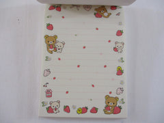 Rare ❤︎ Vintage *ੈ✩‧₊˚ Collectible ✿ Gift - Cute Kawaii San-X Rilakkuma Bear La Fraise Strawberry A 4 x 6 Inch Notepad / Memo Pad - Stationery Designer Paper Collection 2014