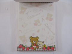 Rare ❤︎ Vintage *ੈ✩‧₊˚ Collectible ✿ Gift - Cute Kawaii San-X Rilakkuma Bear La Fraise Strawberry A 4 x 6 Inch Notepad / Memo Pad - Stationery Designer Paper Collection 2014