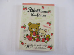 Rare ❤︎ Vintage *ੈ✩‧₊˚ Collectible ✿ Gift - Cute Kawaii San-X Rilakkuma Bear La Fraise Strawberry B 4 x 6 Inch Notepad / Memo Pad - Stationery Designer Paper Collection 2014
