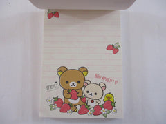 Rare ❤︎ Vintage *ੈ✩‧₊˚ Collectible ✿ Gift - Cute Kawaii San-X Rilakkuma Bear La Fraise Strawberry B 4 x 6 Inch Notepad / Memo Pad - Stationery Designer Paper Collection 2014