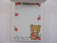 Rare ❤︎ Vintage *ੈ✩‧₊˚ Collectible ✿ Gift - Cute Kawaii San-X Rilakkuma Bear La Fraise Strawberry B 4 x 6 Inch Notepad / Memo Pad - Stationery Designer Paper Collection 2014